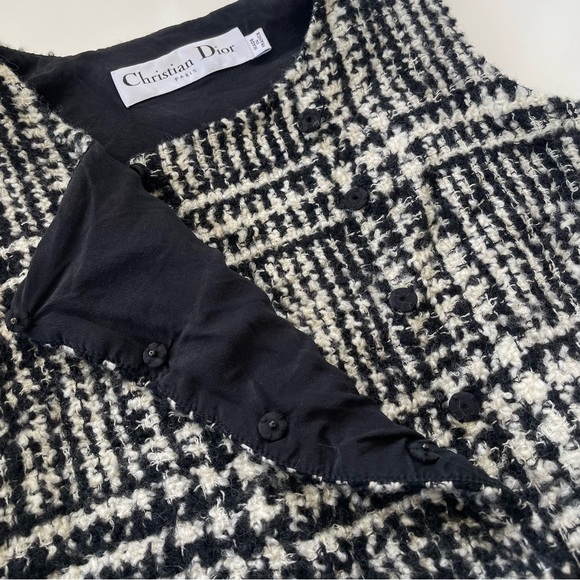 Christian Dior Paris Women's Black White Wool Silk Tweed Vest Made in France Sz4 - Picture 4 of 7